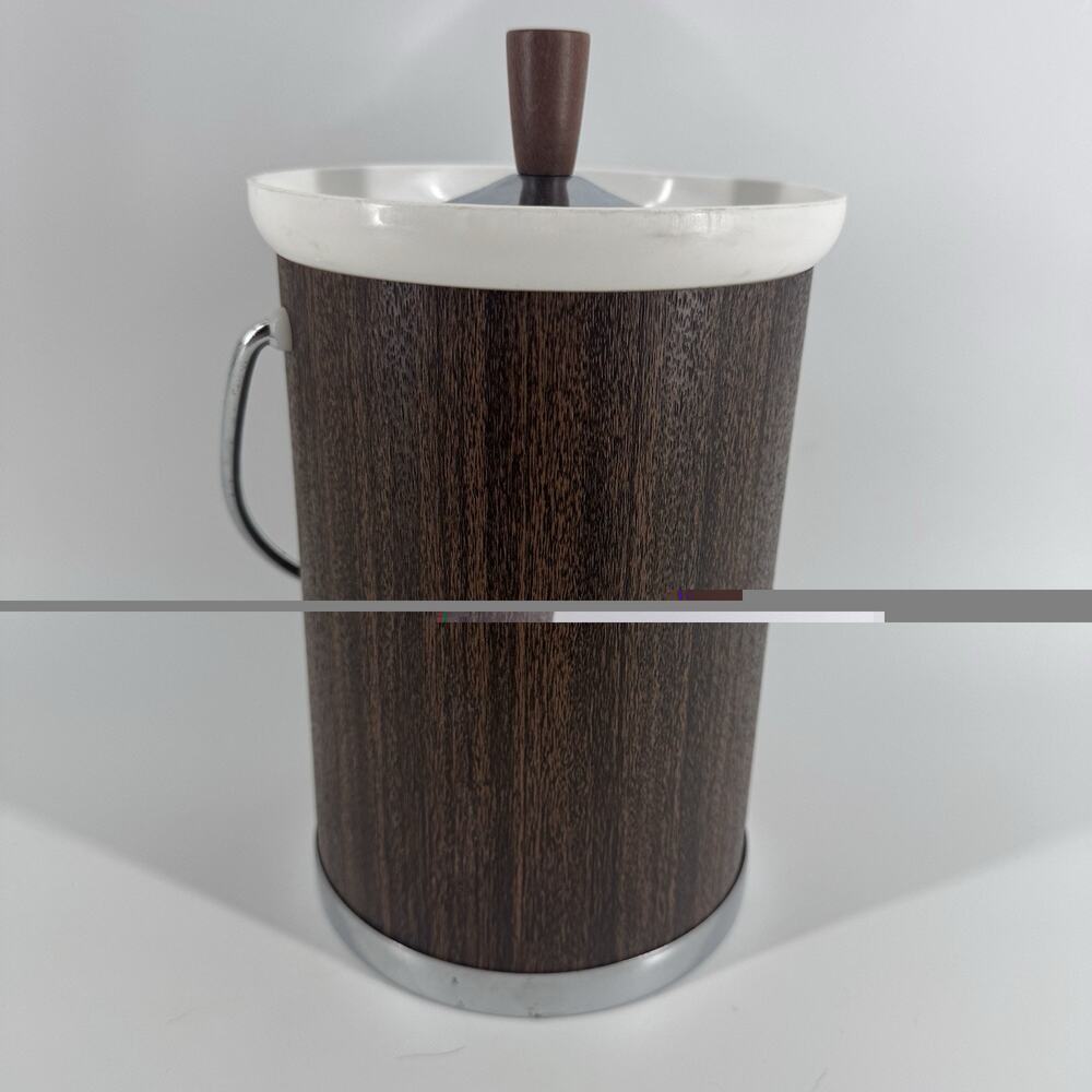 Vtg Mid Century Modern Kromex ICE BUCKET ATOMIC CHROME PLASTIC WOOD BARWARE BAR